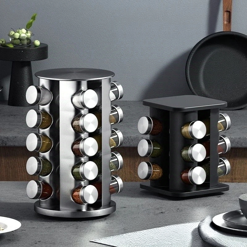 Kitchen Countertop Rotating Spice Rack Set